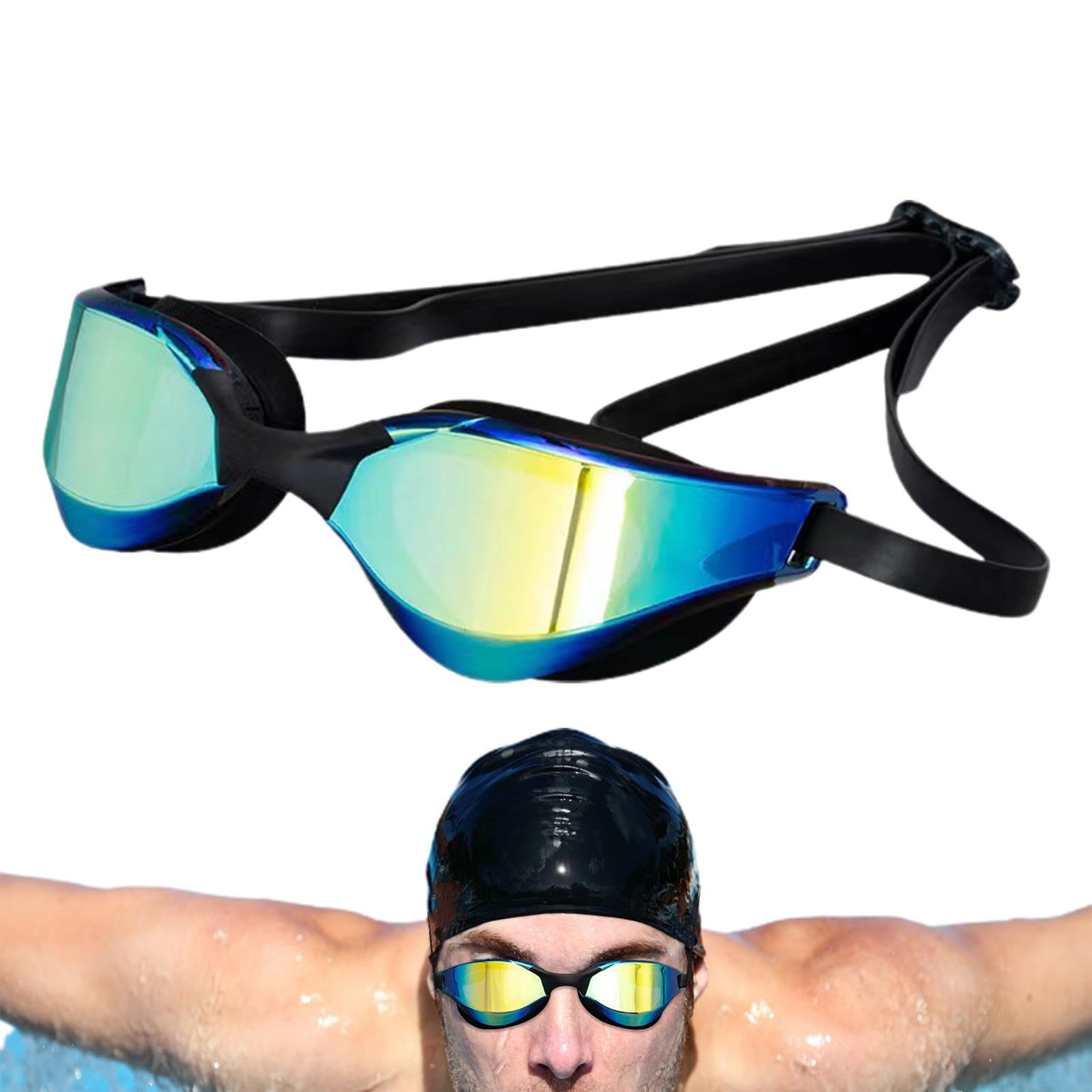 Swimming Goggles for Adults, Anti-Fog Swimming Goggles - UV Protection Water Sports Goggles, Swimming Equipment, Professional Silicone Racing Goggles, Clear Vision for Adults, Men and Women
