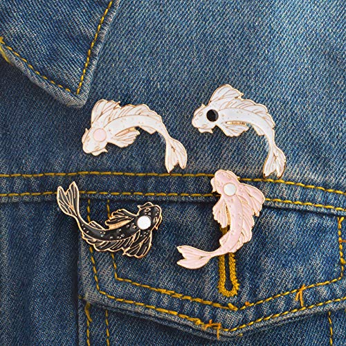 Image of 2Pcs coadipress Lovely Fish Brooch Enamel Lapel Brooches Pin Set Cute Cartoon Koi Fish Pins for DIY Backpacks Clothes Bags Jackets Hat Jewelry Accessories Gift