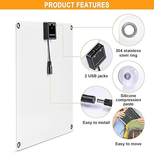 Miniatura 2 de Kit de panel solar de 200 W, 12 V, salidas USB duales de 5 V, combo de controlador de panel solar, con controlador de carga solar de 100 A para