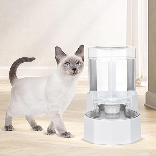 Miniatura 7 de Sfozstra Dispensador de cuenco de agua por gravedad alimentador automático de acero inoxidable para gatos blancos de 4 litros sin filtros para