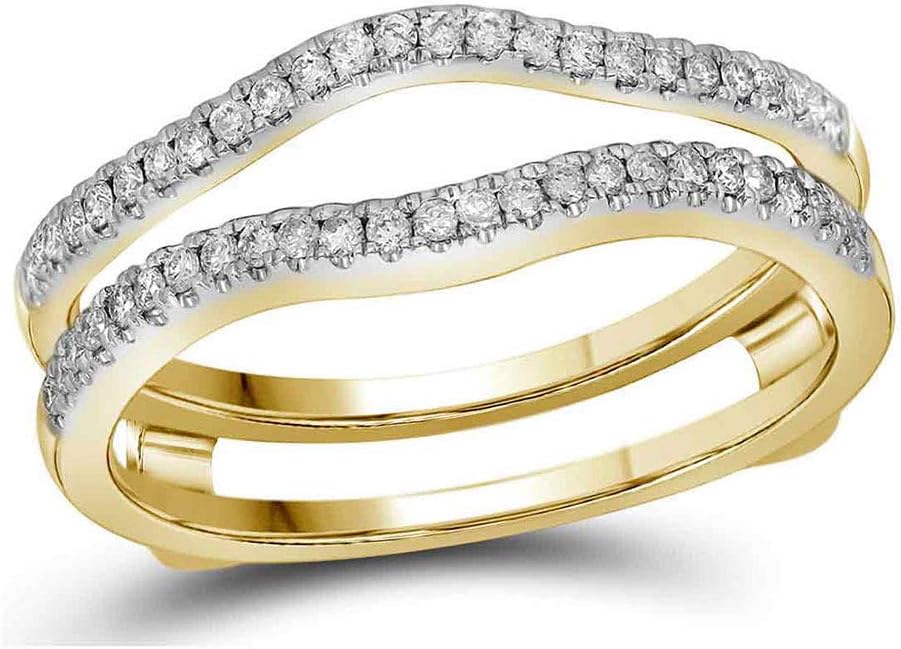 14kt Yellow Gold Womens Diamond Ring Guard Wrap Solitaire Band Enhancer 1/4 Cttw