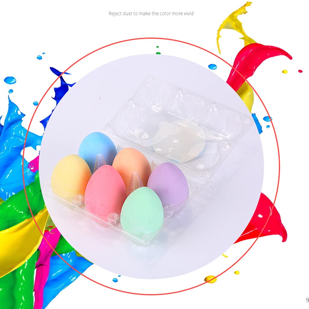 Lot De 6 Craies Oeuf Sans Poussière – Pastels Bleu, Violet, Jaune, Vert – Pour Tableaux, Vitres, Carton – Forme Ergonomique