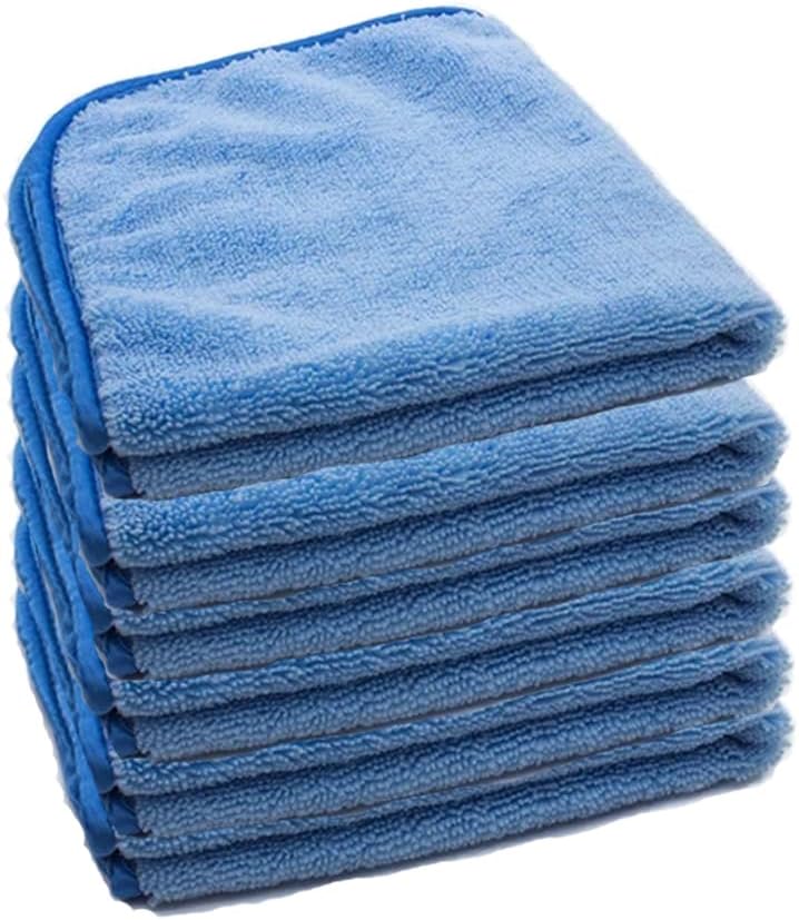 Flowgenix Toallas de microfibra prémium (paquete de 6) Diseño de 2 caras para detalles y pulido, 16 x 16 pulgadas