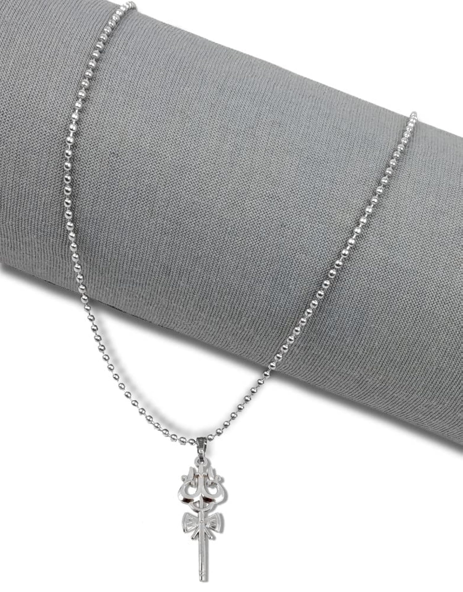 Unisex Silver Color Lord Shiva Trishul Damru Locket Pendant Necklace