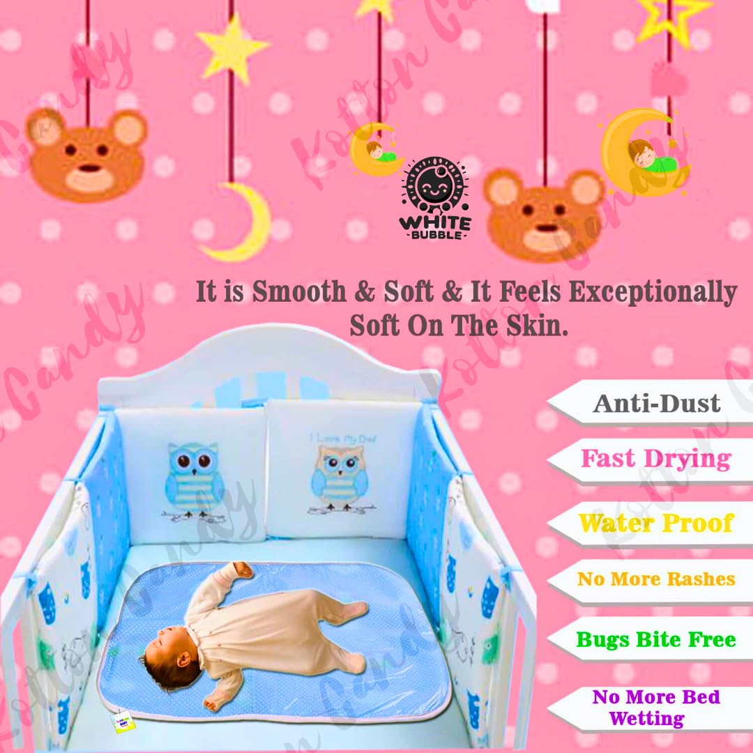 White Bubble Reusable Waterproof Baby Sheet - Anti-Piling, Cotton Bed Protector 1