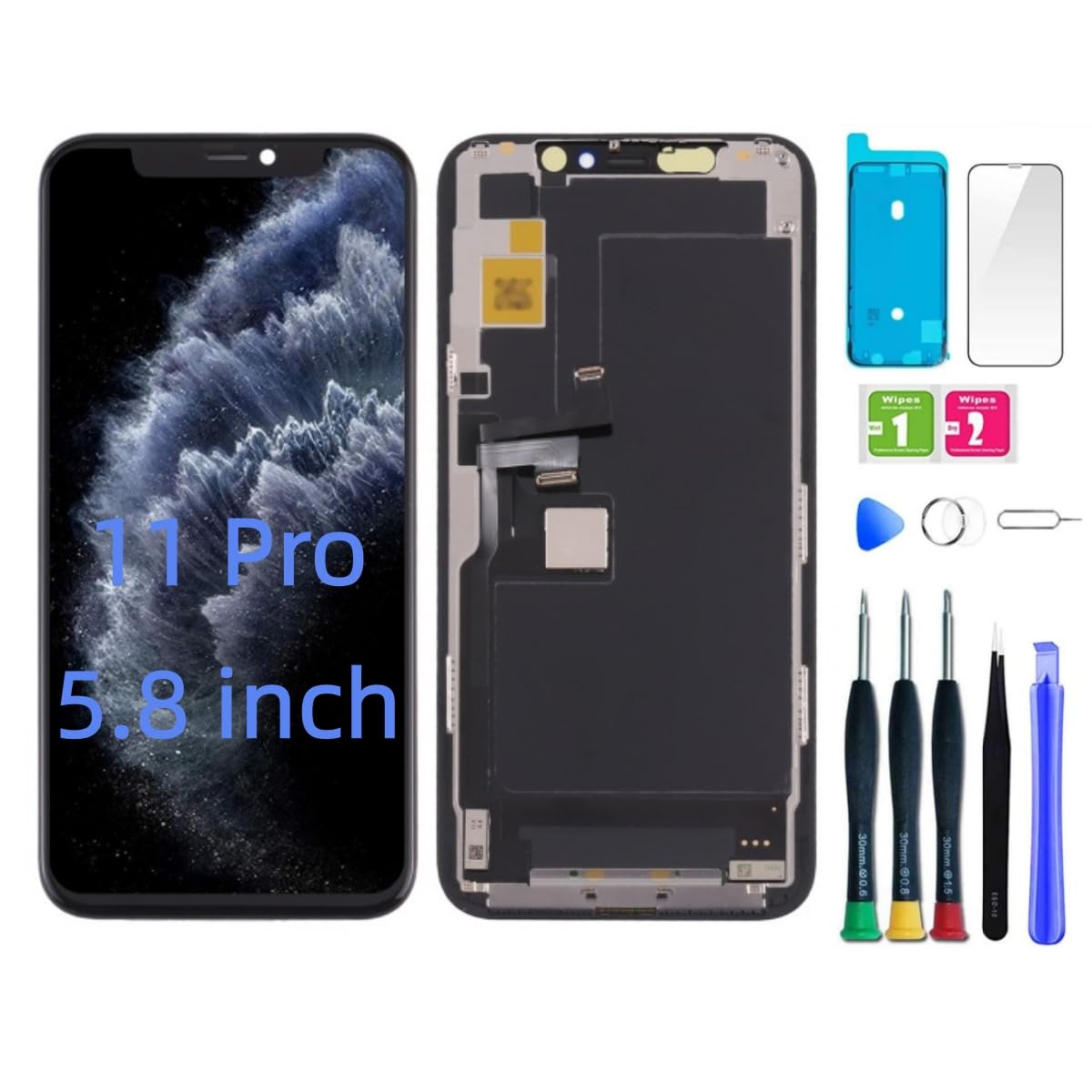 Pantalla de repuesto para iPhone 11 Pro de 5.8 pulgadas, pantalla LCD táctil 3D para modelo A2160, A2217, A2215, montaje digitalizador con herramientas de reparación