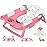 MoreFeel Collapsible Baby Bathtub for Newborn with Thermometer & 1 Hooded Towel & 1 Soft Floating Cushion,Portable Travel Bathtub with Drain Hole, Durable Foldable Baby Tubs for Infants to Toddler