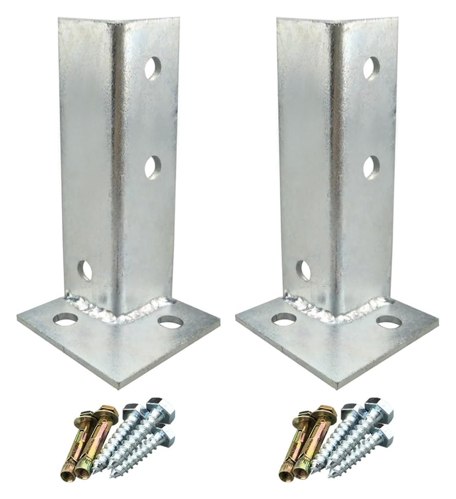 Fence Posts， Adjustable Post Base Heavy Duty Wood Fence Pergola Brackets Reversible Half Column Deck Anchor Fit(2pcs,Height 200mm)