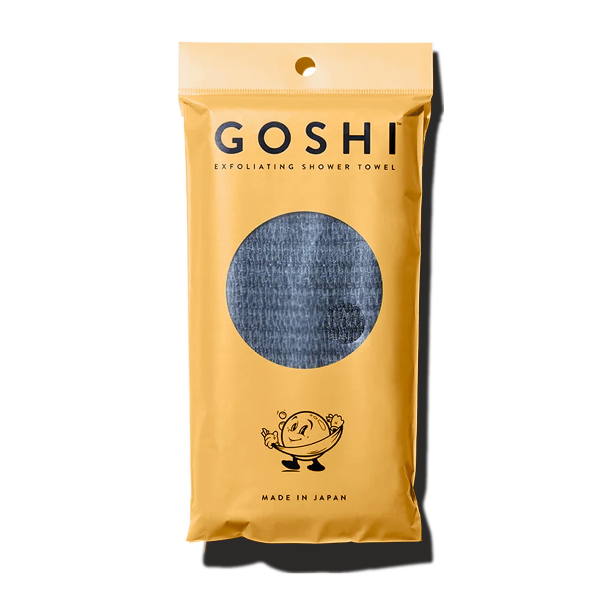goshi exfoliating shower towel - rip-resistant exfoliating washcloth for all skin types - made in japan