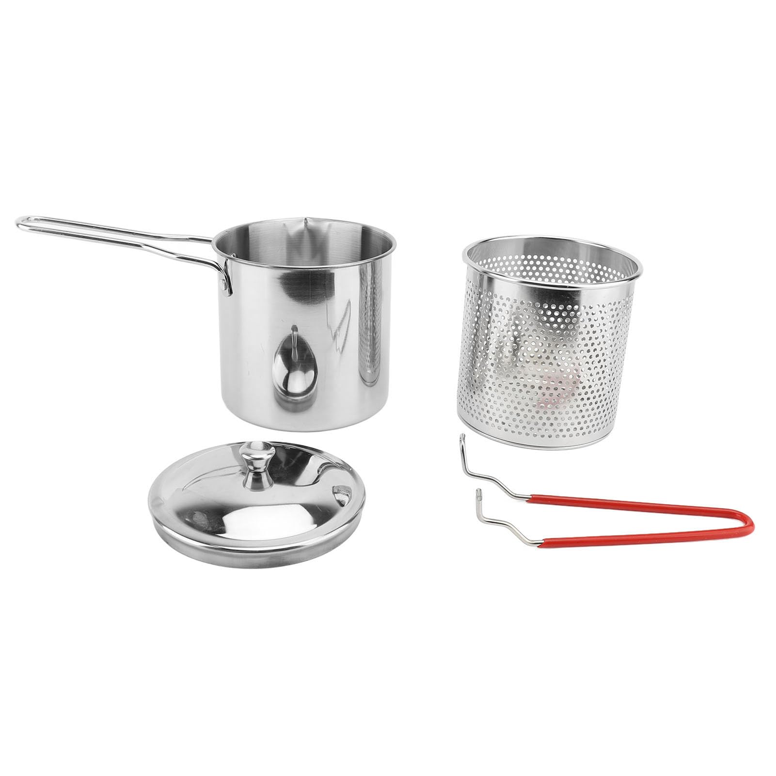 304 Stainless Steel Deep Fryer Pot with Strainer, Ergonomic Handle, Even Cooking Process, for Boiling Water and Cooking Pasta