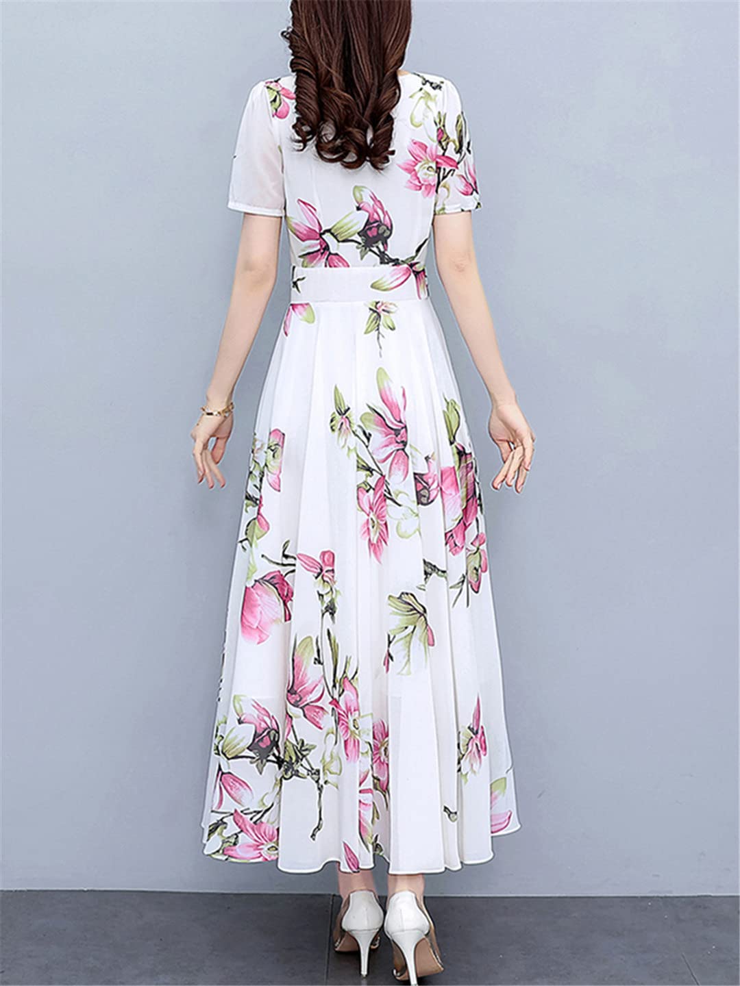 Abito lungo da donna in chiffon formale floreale estivo aderente da donna abiti midi eleganti per feste