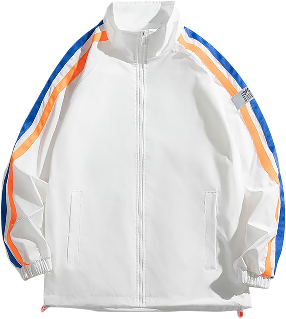 Leisure Jacket Men's Colourful Stripes Transition Jacket Lightweight Summer Jacket Large Sizes Bomber Jacket Men's Jacket Breathable Sports Jacket Comfortable Wind Jacket