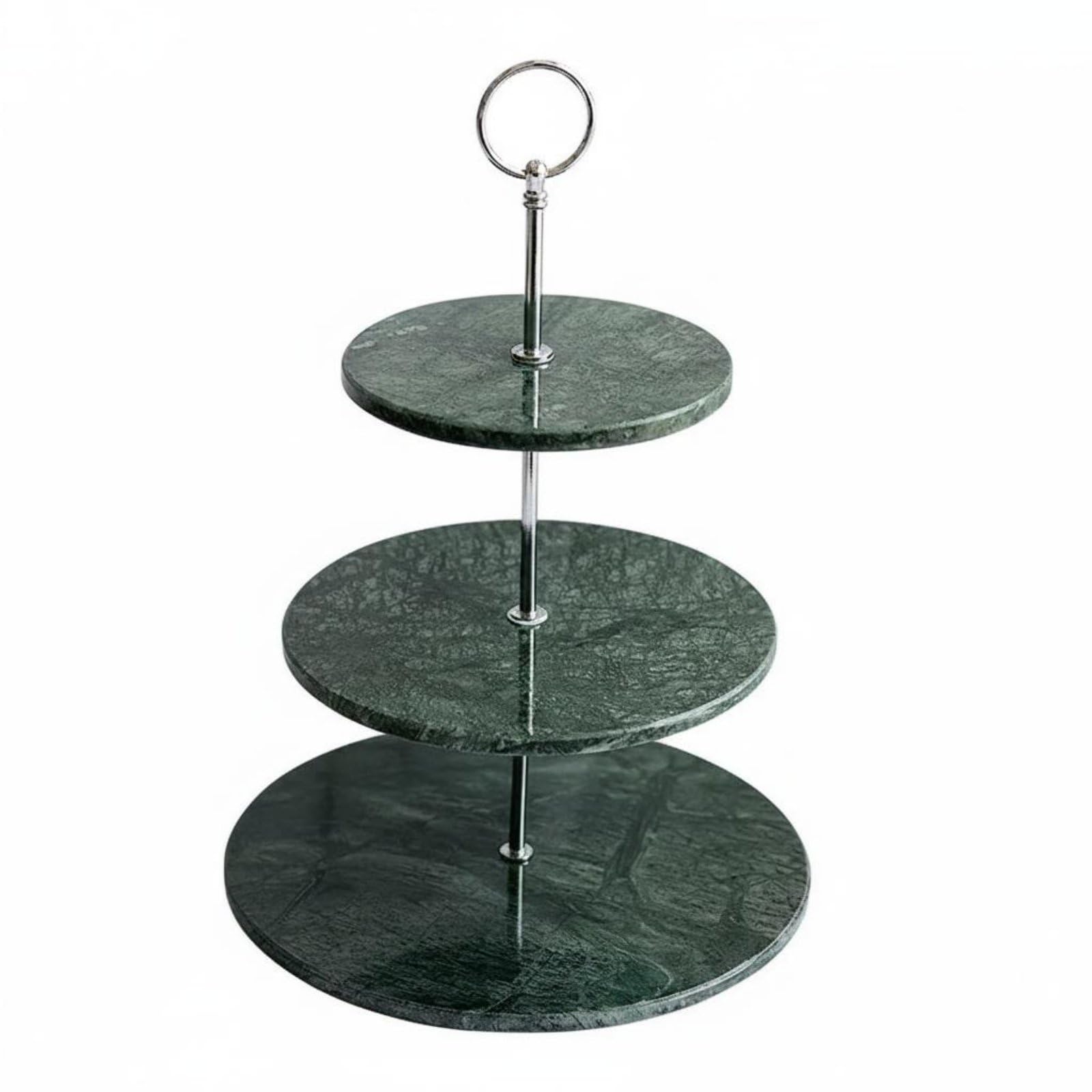 Milageto Soporte para Postres de 3 Niveles Bandeja Expositor Acabado Efecto Mármol y Poste Central Metálico Estable Adecuado para Fiestas Bodas Buffets Reuniones en Casa, White