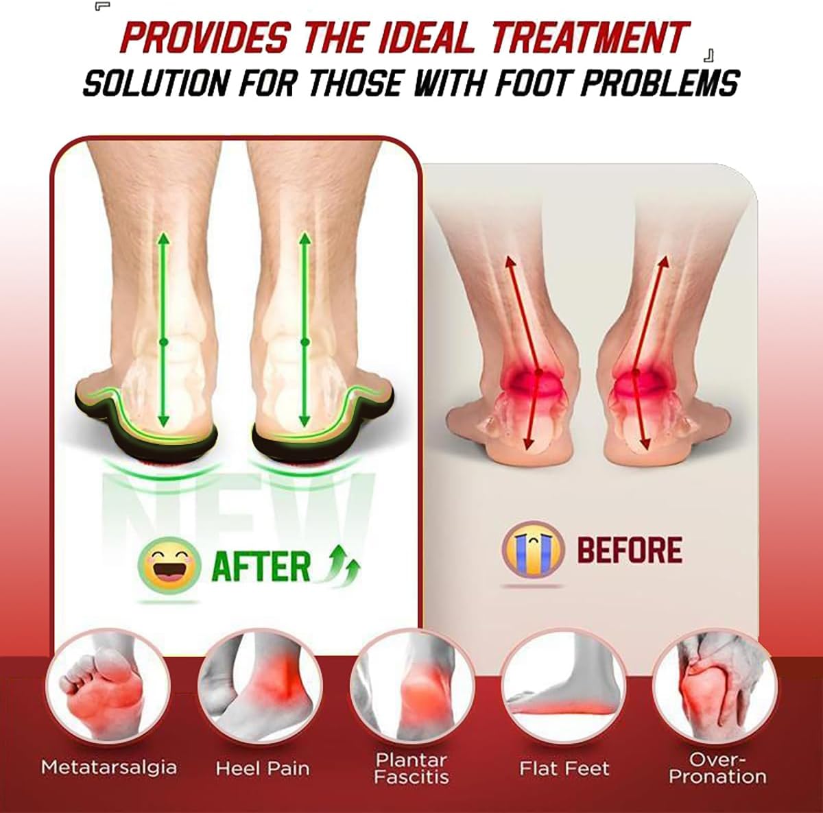 High Arch Support Orthotic Insoles for 220+ Men Women Plantar Fasciitis Insoles Work Boot Insoles for Standing All Day (Men6-7/Women8-9) - Image 5