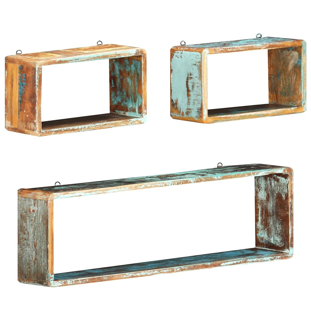 (Entrega flash) Estantes flotantes prácticos y decorativos para cocina, baño, salón, dormitorio, etc. 3 piezas, madera maciza reciclada.