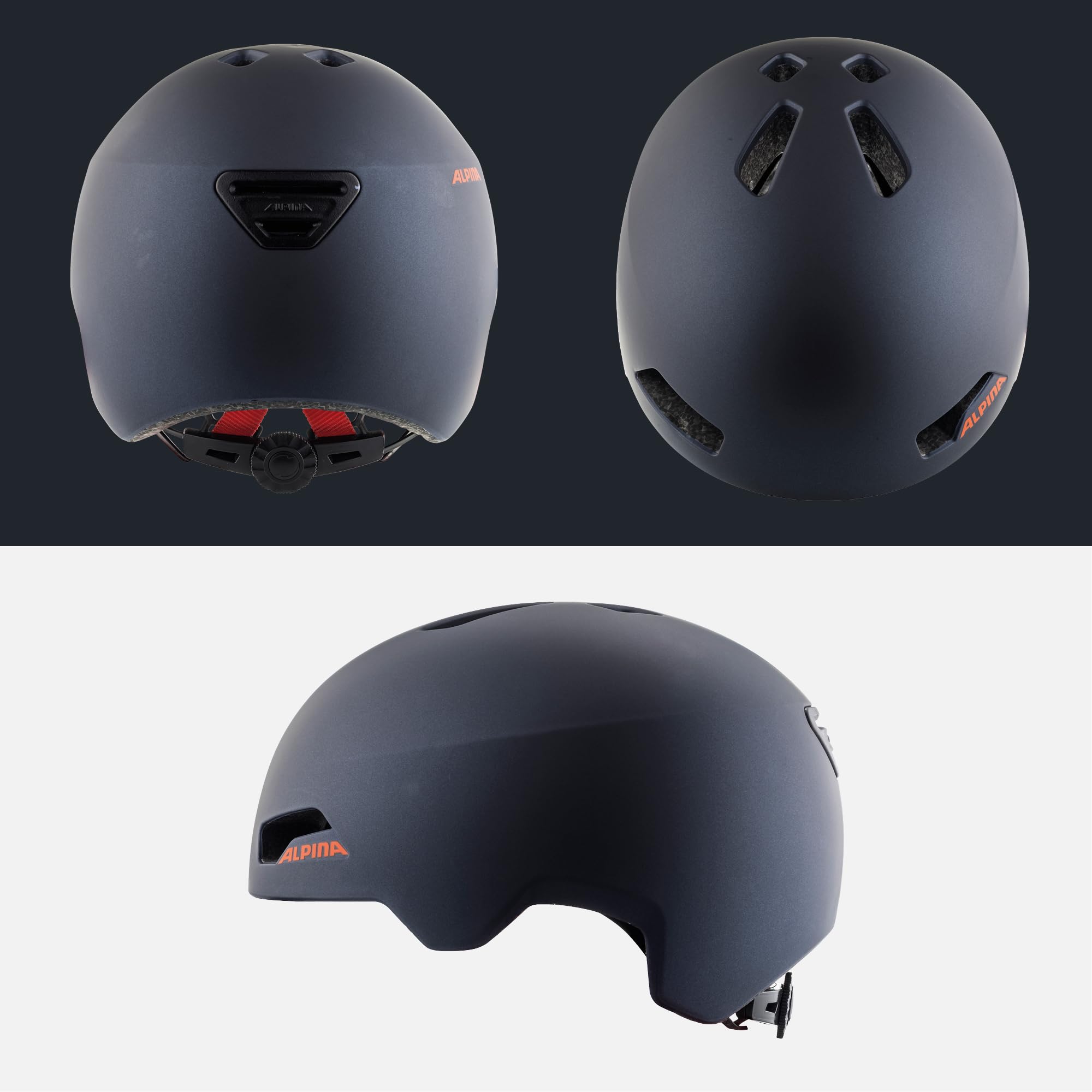 ALPINA HACKNEY – lekki, odporny na pęknięcia i optymalnie klimatyzowany kask rowerowy z możliwością doposażenia LED dla dzieci, indygo matowy, 51-56 cm