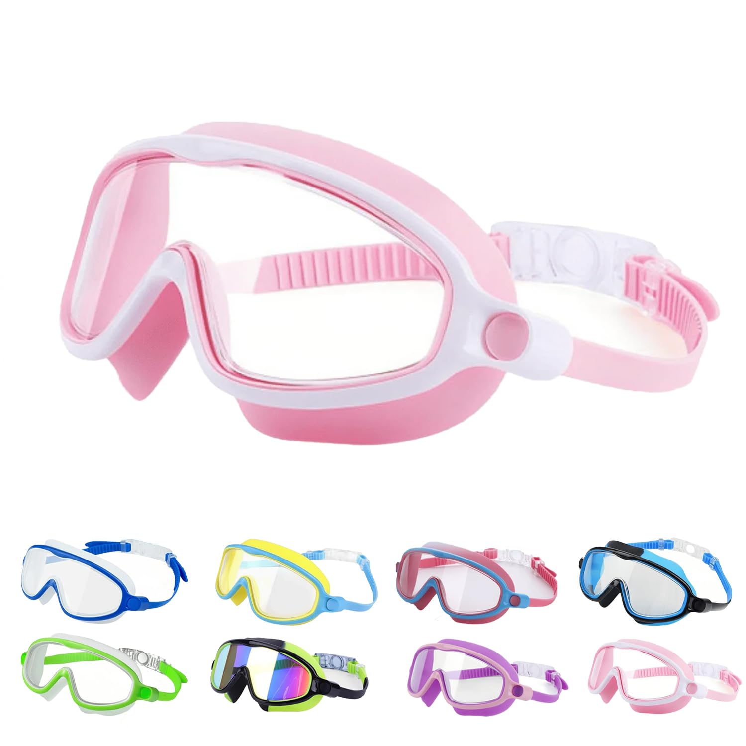 Appdo Tibatoes Goggles Clip-On Swimming Goggles Without Head Straps, Long-Lasting Anti-Fog Uv Protective Swim Glasses With 180° Wide View (Pink Flamingo)