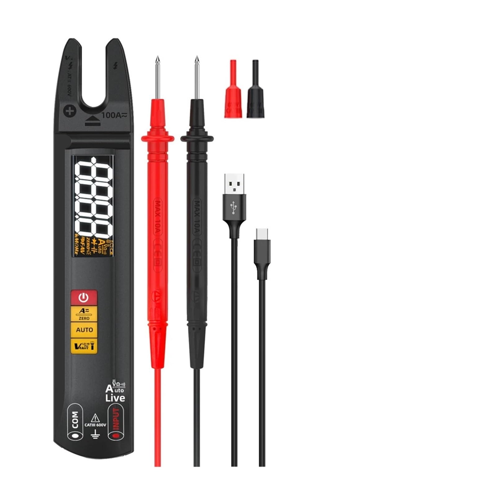 100A Pinza amperometrica digitale True RMS AC DC rilevamento NCV | Misura corrente AC DC e valori elettrici senza scollegare i circuiti per manutenzione e diagnosi(U0 Tool kits)