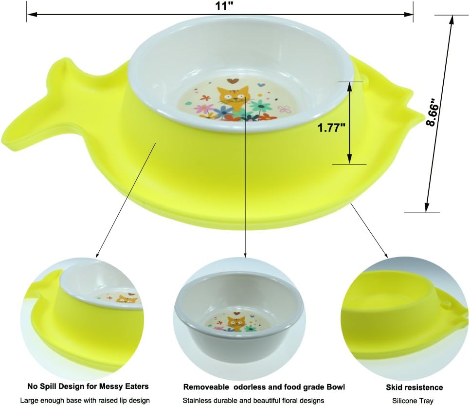 Fish Design -Pet Food Water Bowls,Silincone for Small Dogs Cats