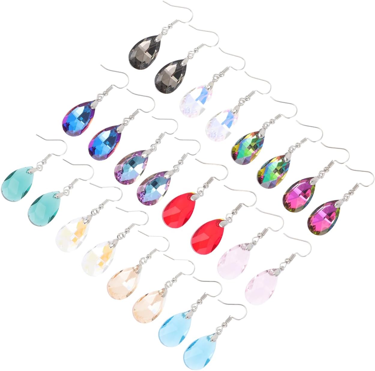 12 Pairs Crystal Drop Earrings Set for Women Lightweight Teardrop Dangle Earrings with Comfortable Ear Hook Trendy Jewelry for Party and Daily Wear 1.69X0.43 Inches - Image 9