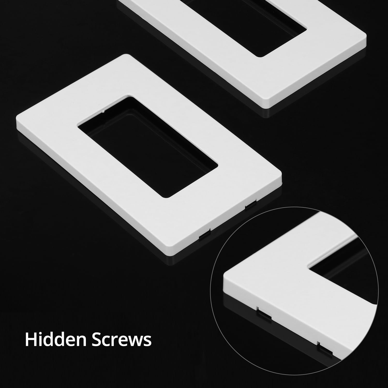 QWORK Placca da parete senza viti, confezione da 50, bianco sporco lucido, design moderno con caratteristiche di sicurezza nascoste