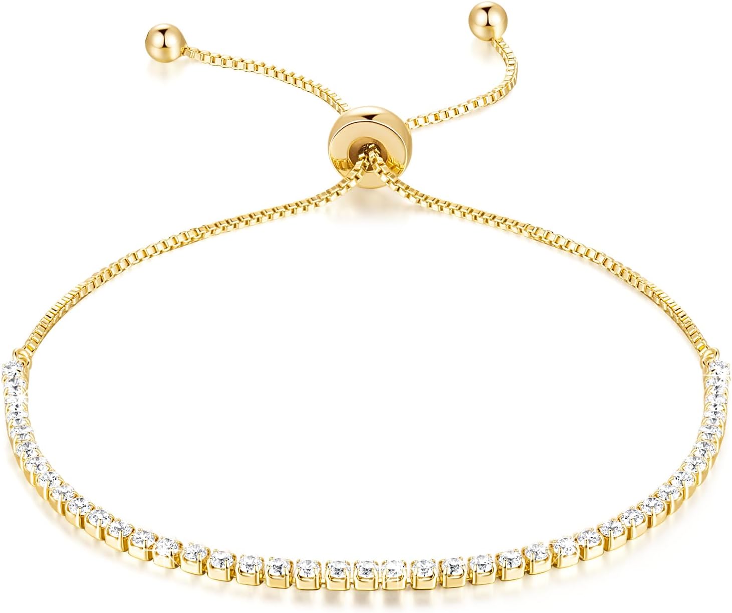 Tennis Bracelets for Women 14K Gold Bracelets for Women 14K Gold Cubic Zirconia Adjustable Bolo Clasp
