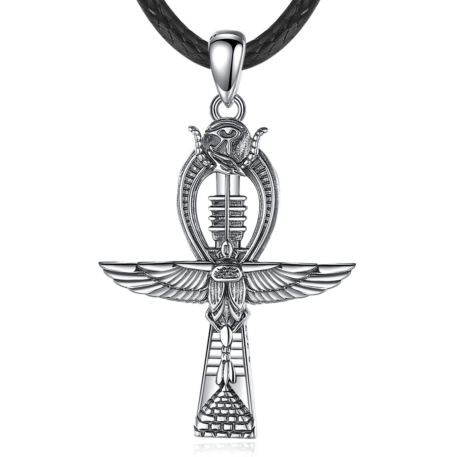 EUDORA Harmony BallCaravaca Cruz para Mujer Hombre Plata de Ley 925, Egipto Ankh Cruz Amuleto Colgantes Buen Pastor San Miguel Cruz Vintage Joyería para Creyente Cristiano, Regalo para Mujer Hombre
