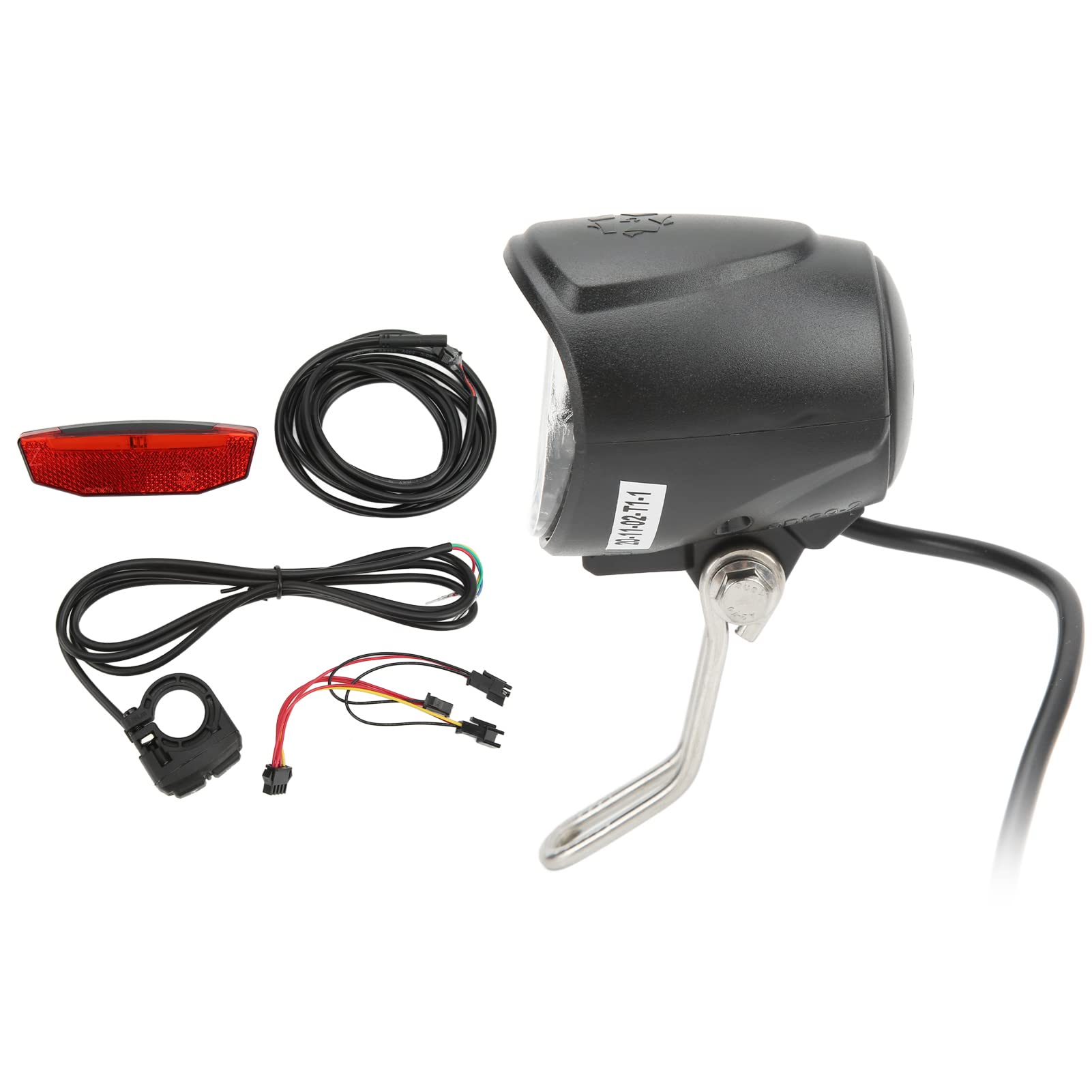 Set Fanali Posteriori per Bici Elettrica, Doppio Interruttore ABS 4 Perline LED Kit Luci di Segnalazione Anteriori Posteriori con Clacson, per Bicicletta Elettrica da Esterno da