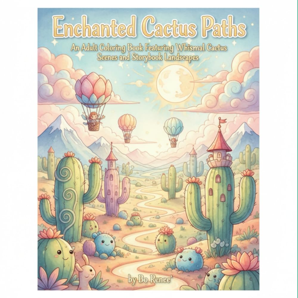 Enchanted Cactus Paths: An Adult Coloring Book Featuring Whimsical Cactus Scenes and Storybook Landscapes (The Enchanted Desert Coloring Collection)