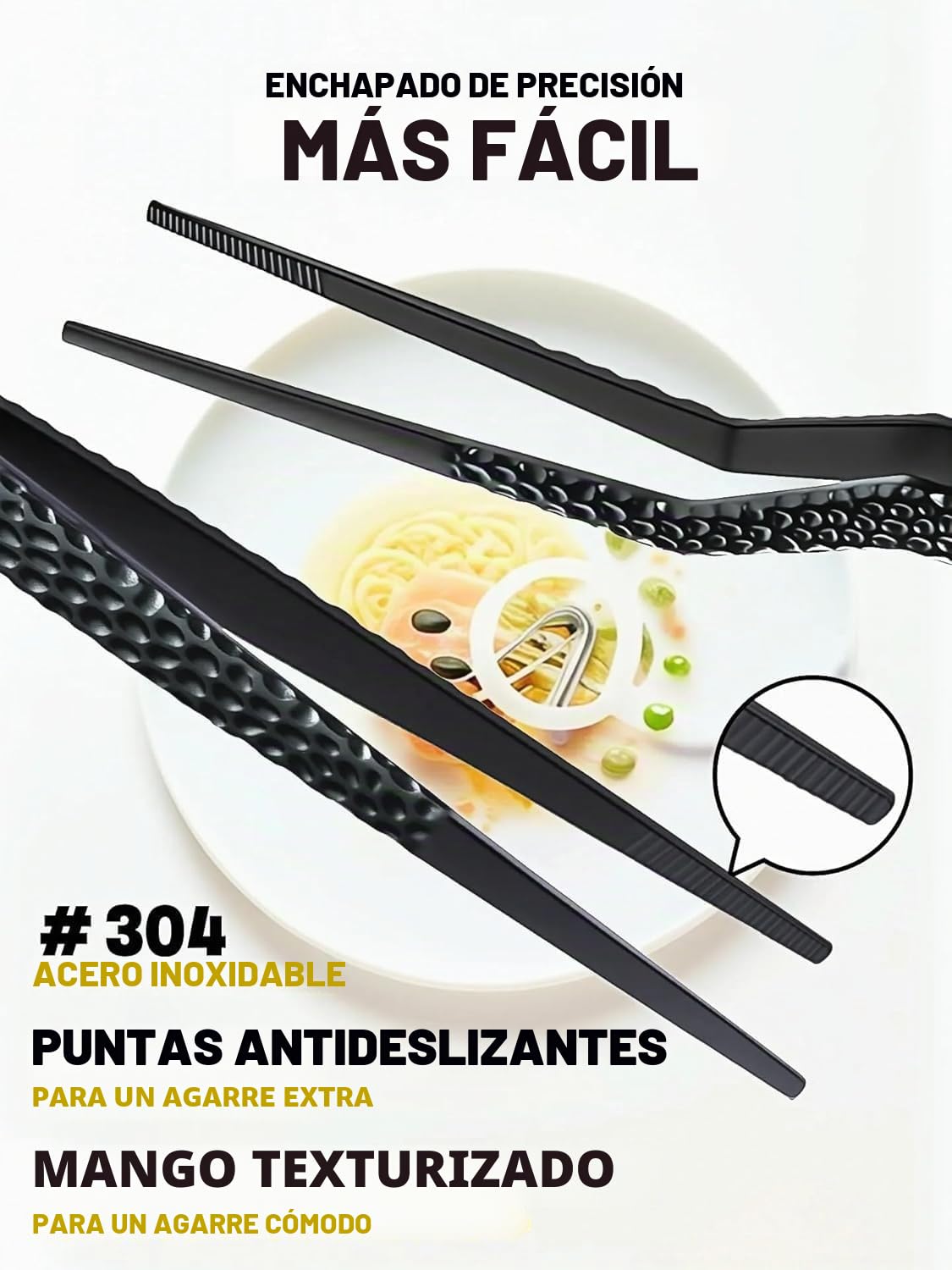 2 Piezas Pinzas de Cocina para Emplatar Ergonómicas para Alimentos, Pinzas Finas, Herramienta de Cocina de Chef para Alimentos y Reparaciones, Pinzas de Acero Inoxidable, Pinzas de
