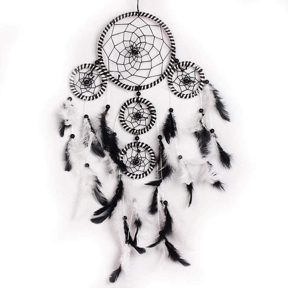 LIXIFFLIXIFF Handmade Dream Catche rFeathers Bead Dreamcatcher Net for Wall Hanging Decor Ornament Crafts Black White Moscot Gifts