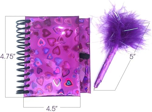 Miniatura 3 de ArtCreativity Juego de cuaderno y bolígrafo para niños, juego de 2, bolígrafo con punta de pluma y pequeño bloc de notas brillante con soporte para