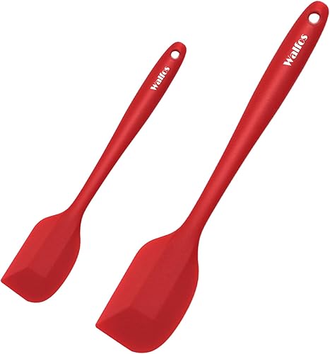 Walfos Espátula de silicona Espátulas rascadoras de cocina resistentes al calor de 600F, núcleo de acero fuerte y diseño sin costuras de una pieza,