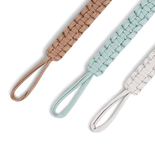 Miniatura 6 de Clip para chupete para niño de 9.2 pulgadas, correas para chupete de madera, clips de madera, juguete de dentición con algodón trenzado hecho a