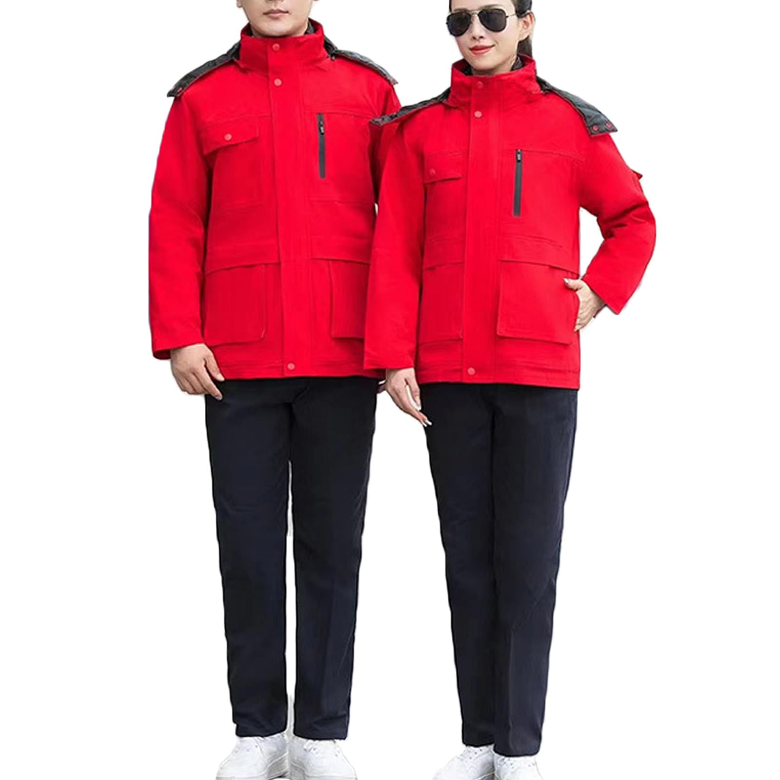 Zip Front Work Coverall Chaqueta Con Capucha Y Pantalones Traje De Trabajo Con Bolsillos Múltiples