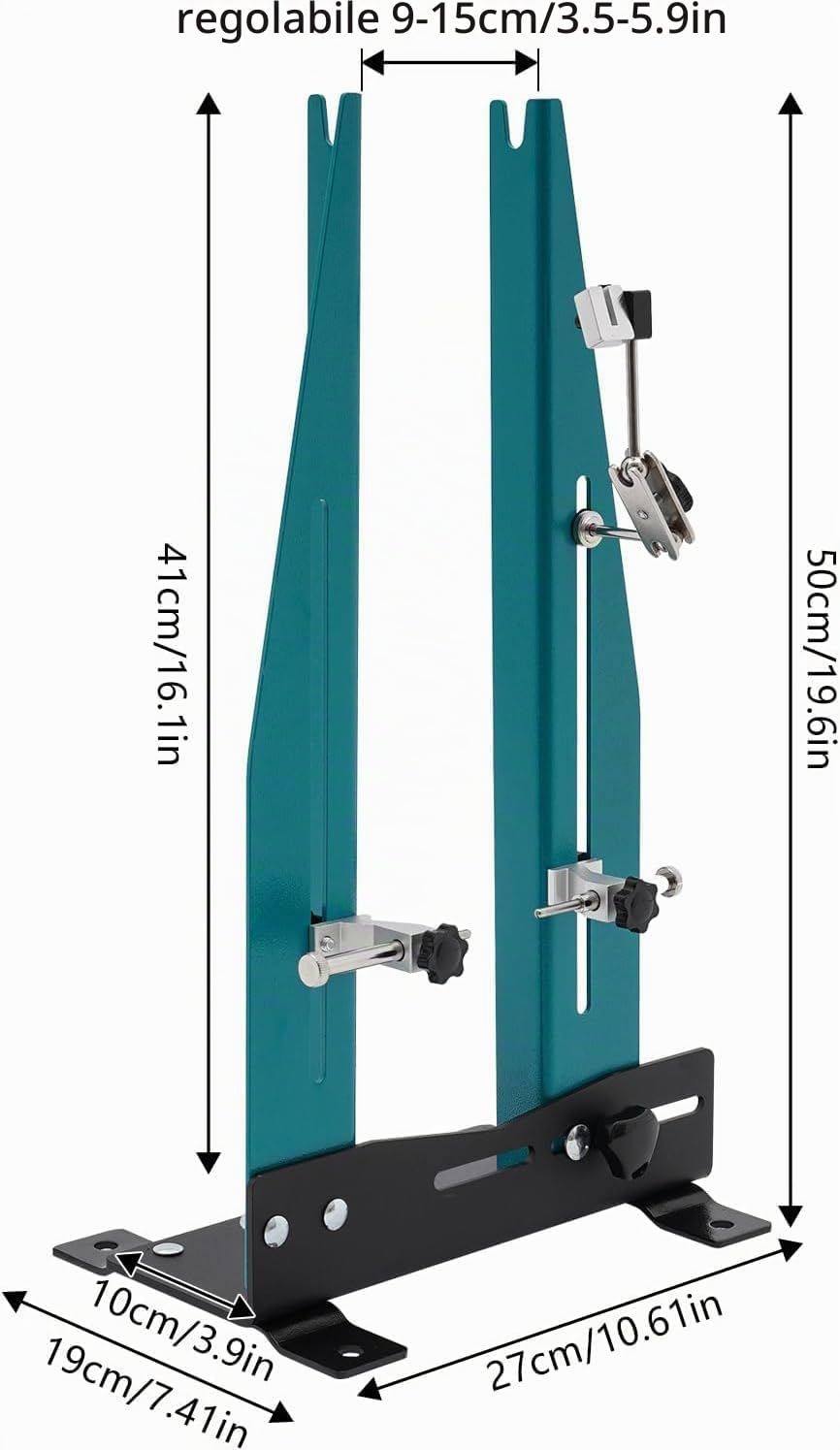 Supporto per Centrare Le Ruote della Bicicletta da 16" a 29", Cerchi di Regolazione per Bicicletta con Asta per ASSE Continuo, Acciaio al Carbonio, Larghezza Ruota Regolabile da 95 a 155 mm