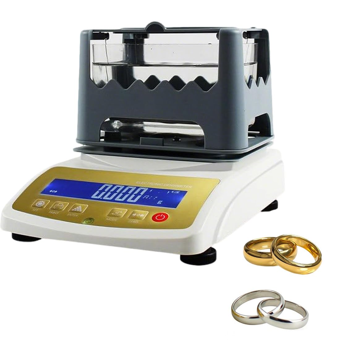 Golddichteanalysator, Digitales Edelmetall Reinheitstester, tragbarer Dichtemesser für Gold, Silber, Platin Inhaltserkennung bis zu 300g, Genauigkeit 0,001g/cm³