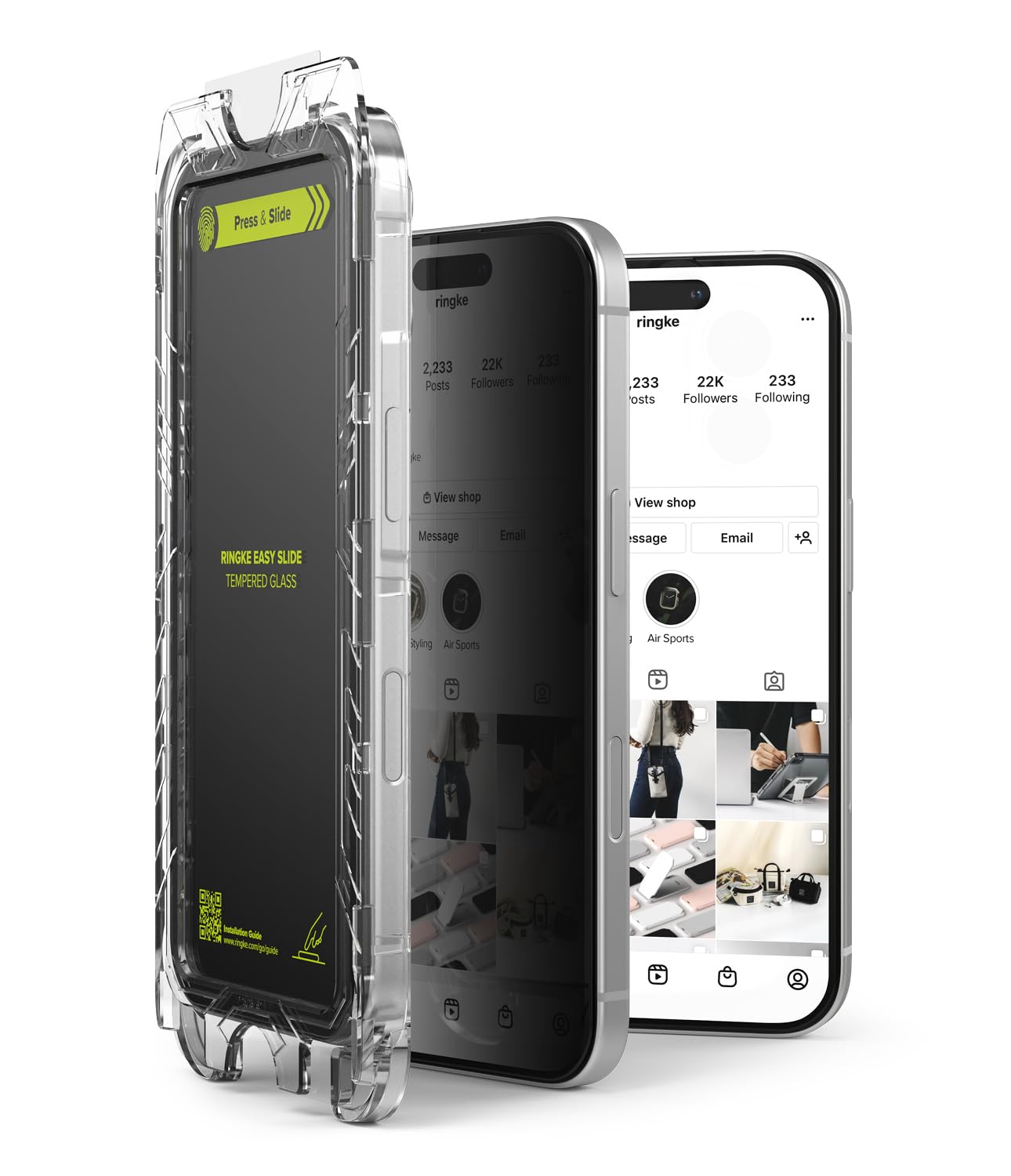 RingkeEasy Slide Privacy Glass [2 Pack] Compatible with iPhone 16 Pro Screen Protector with Installation Tool, HD Quality 9H Hardness Anti-Spy Full Coverage Tempered Glass Film