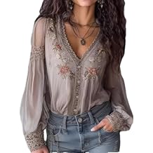Chiffon Blouses for Women Long Sleeve V Neck Button Down Sheer Elegant Tops for Women Going Out 2026