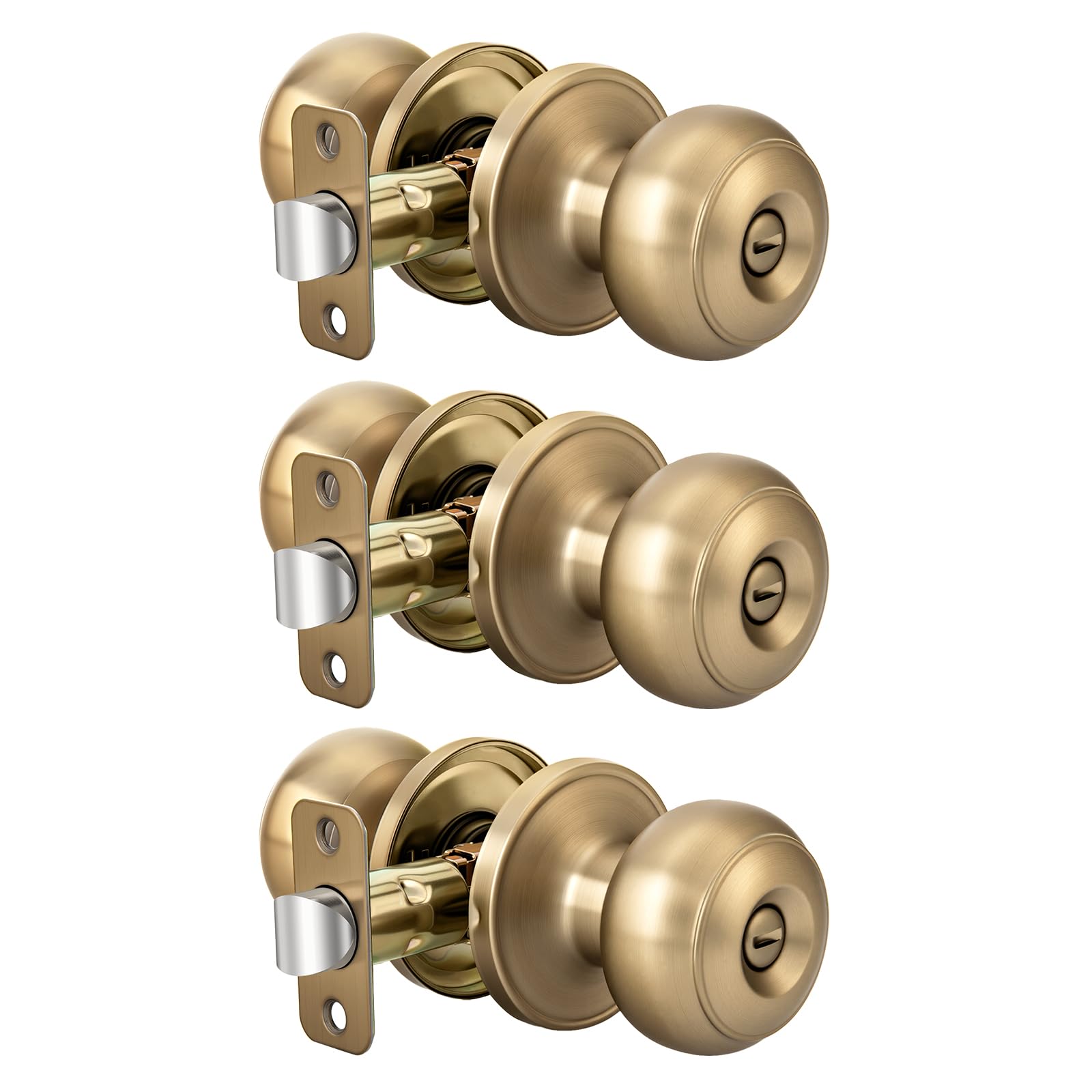 Brushed Gold Door Knobs - 6 Pack Interior -12