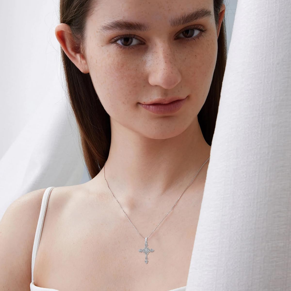 Diamond Cross Necklace for Women 925 Sterling Silver Cross Pendant Necklaces for Ladies with Lab Grown Diamond Jewelry Gifts - Image 4