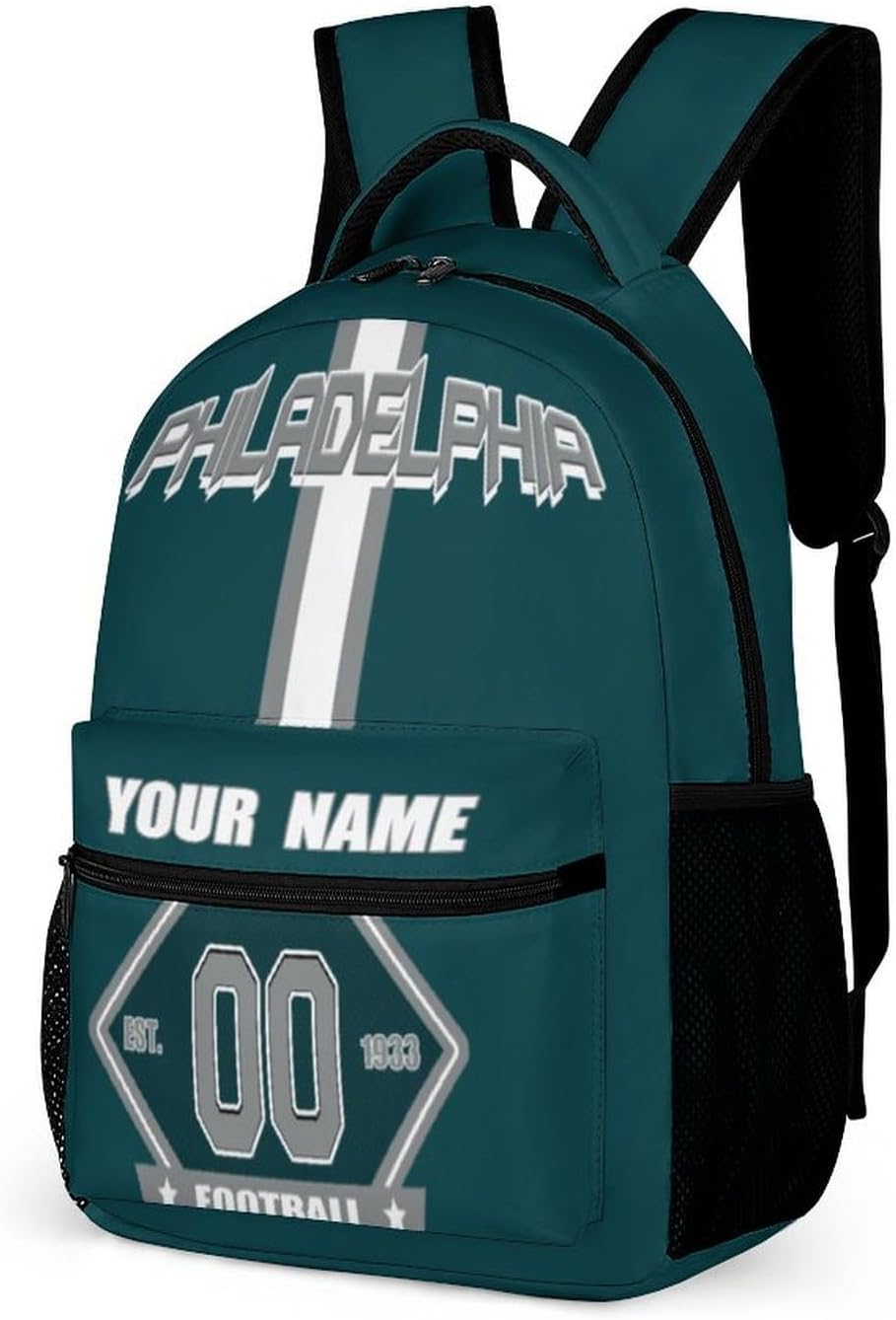 Generic Custom Backpack High Capacity Bag Football Fans Gifts for Teenager Men Women, Add Name & Number, Phi26-e