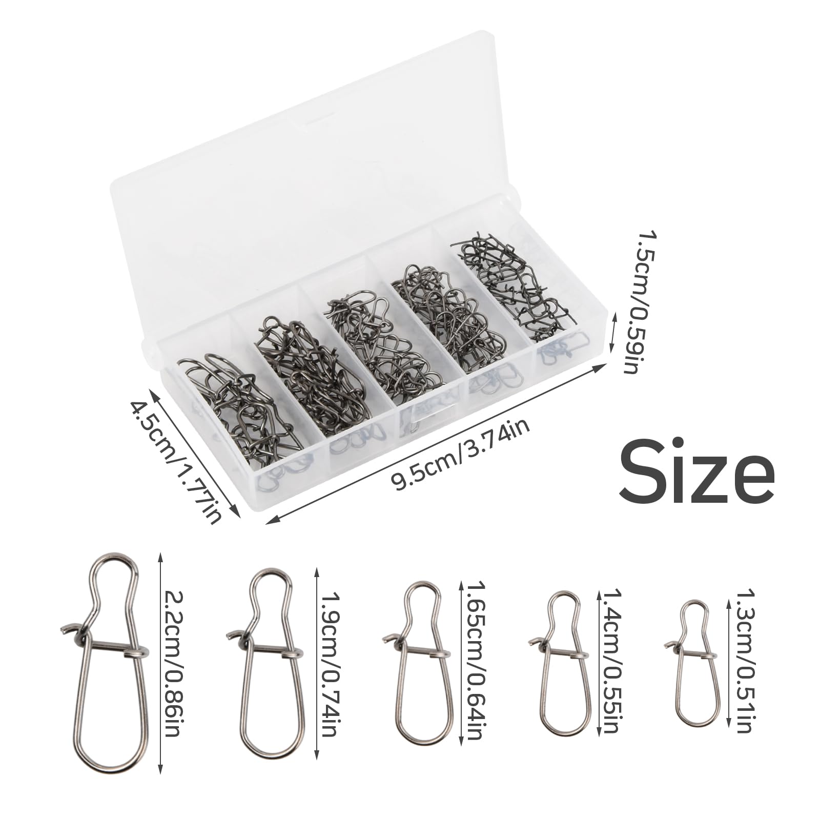 Broches de Pesca Giratorios 100 Piezas Plata con Caja Accesorios de Pesca al Aire Libre