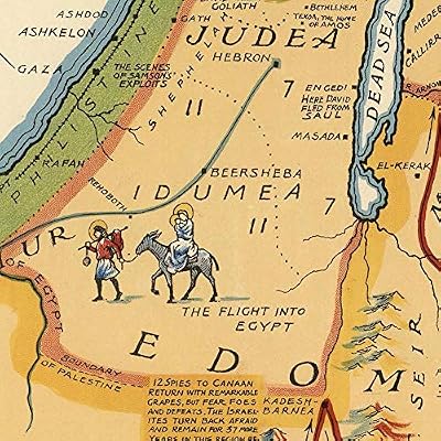 Antiguos Maps Holy Land Showing Historical Boundaries, Roads, Railways and Places Named in the New Testament circa 1923 | Vintage Wall Decor | Art Print Poster | 24 x 36 inches (610 x 915 mm)