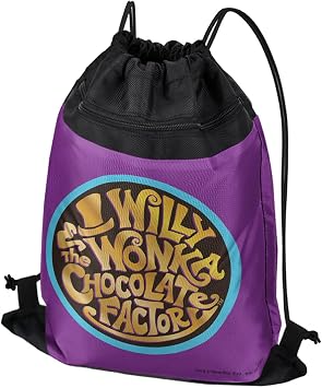 Willy Wonka Drawstring Backpack Sports Bag Sackpack 17"x13", Perfect
