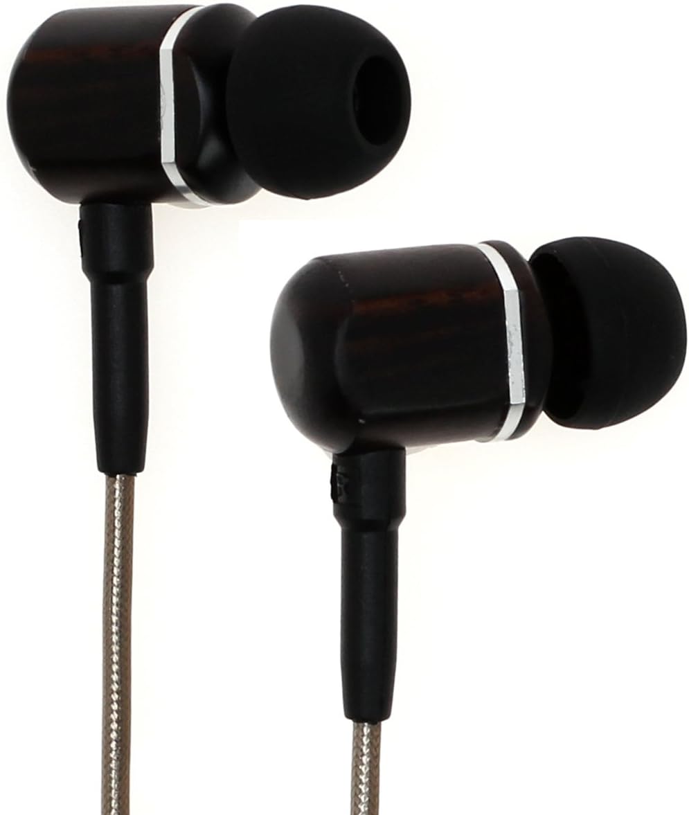 Symphonized MTRX 2.0 Premium Wired Earbuds - Wood In-Ear Headphones with Microphone & Volume Control, Noise Isolation - Corded Ear Buds for Android - Earphones for Computer & Laptop (GunMetal)