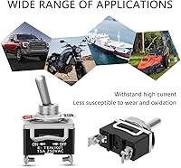 Vista 5 de 2 piezas de interruptor basculante 12V SPST de encendido/apagado impermeable para uso marino, interruptor de un polo de 15A 250V CA de metal sólido