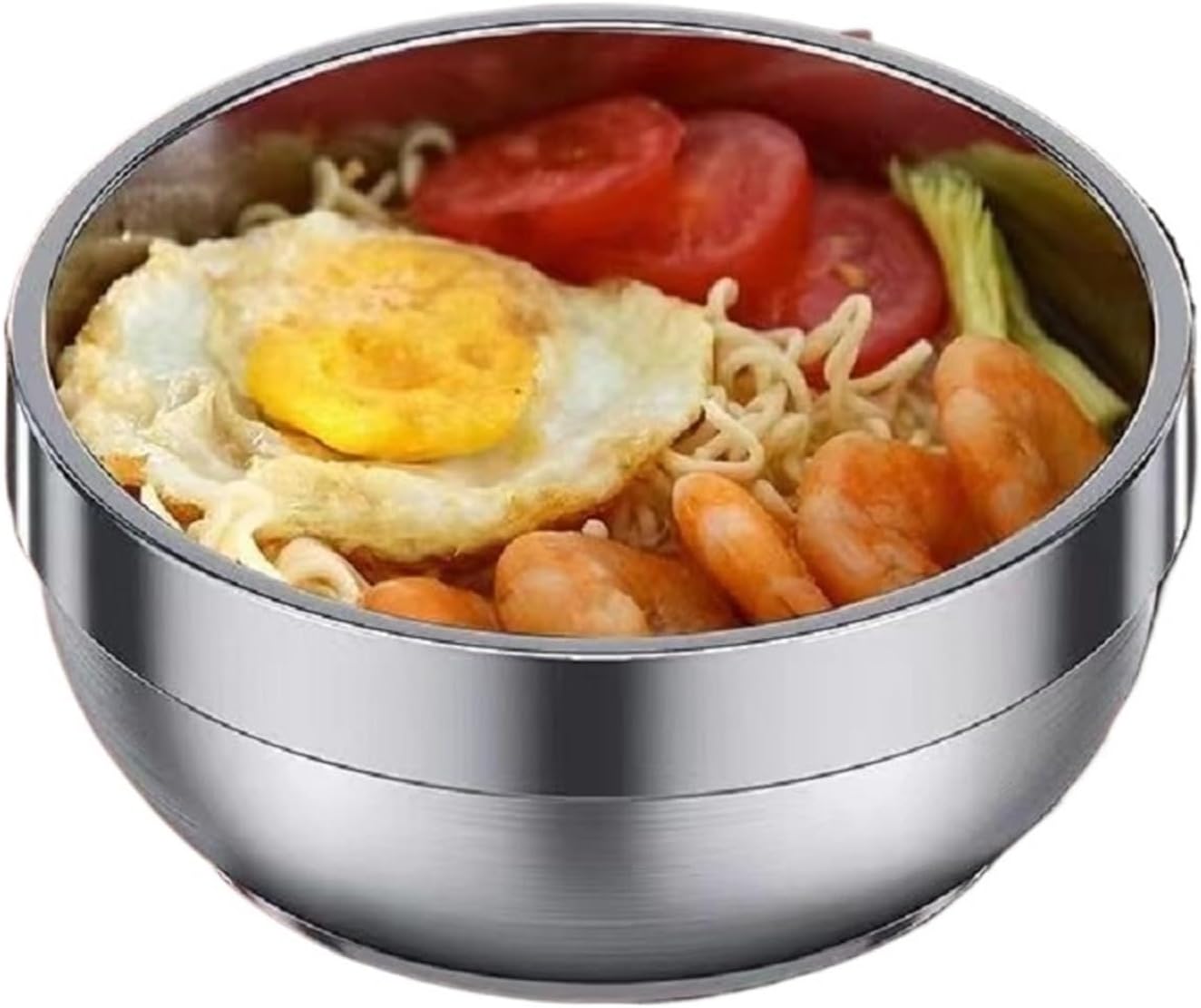 Stainless Steel Double Layer Anti-Scalding Noodles Soup Bowls Thick Insulated For Children Tableware(Gold)