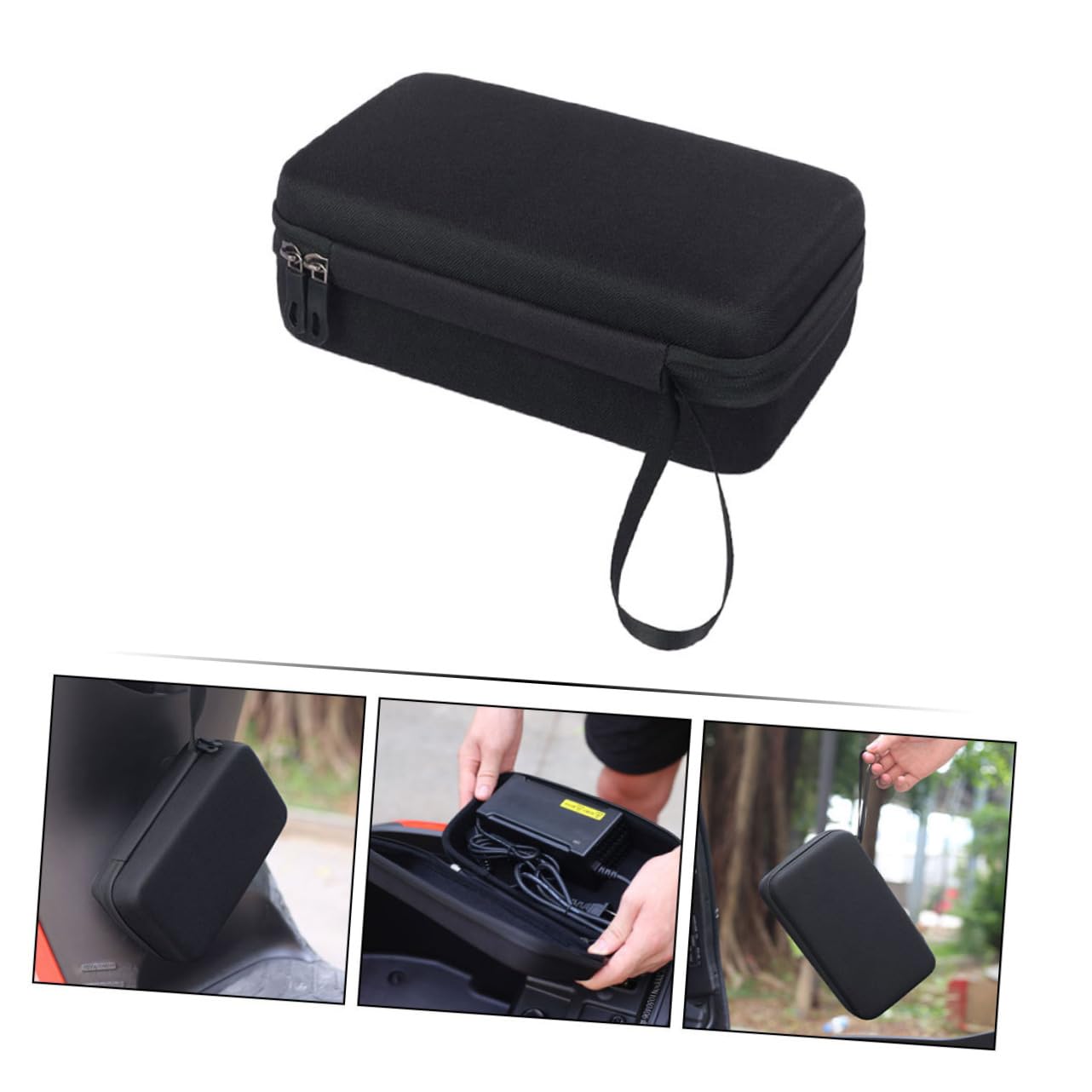 Pochette de Rangement pour Chargeur de Vélo 2 Pièces Noire