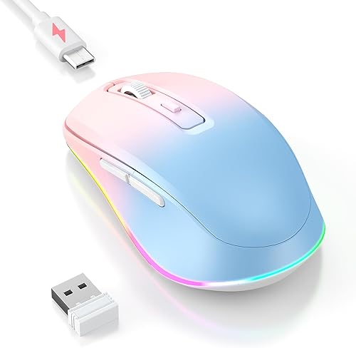 Miniatura 8 de PEIOUS Ratón inalámbrico Jiggler – Ratones inalámbricos LED con Jiggler Mover de ratón integrado, ratón móvil recargable para computadora con